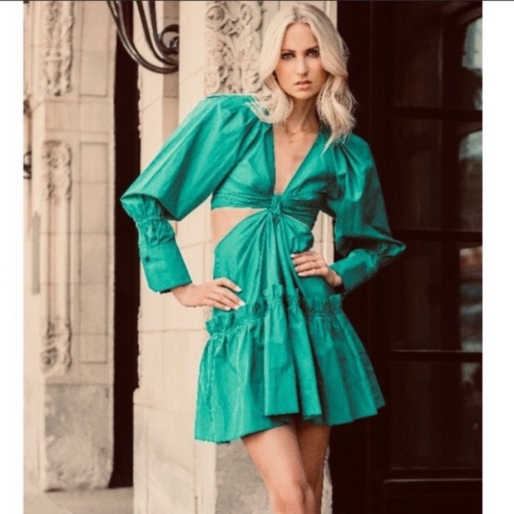 Jason Wu Green Poplin Mini-Dress Size Small Nwot